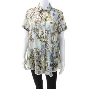 F.R.S. For Restless Sleepers Womens Tarot Card Collared Pajama Shirt Blue XS